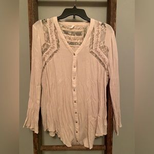 Cream lace lightweight blouse size L